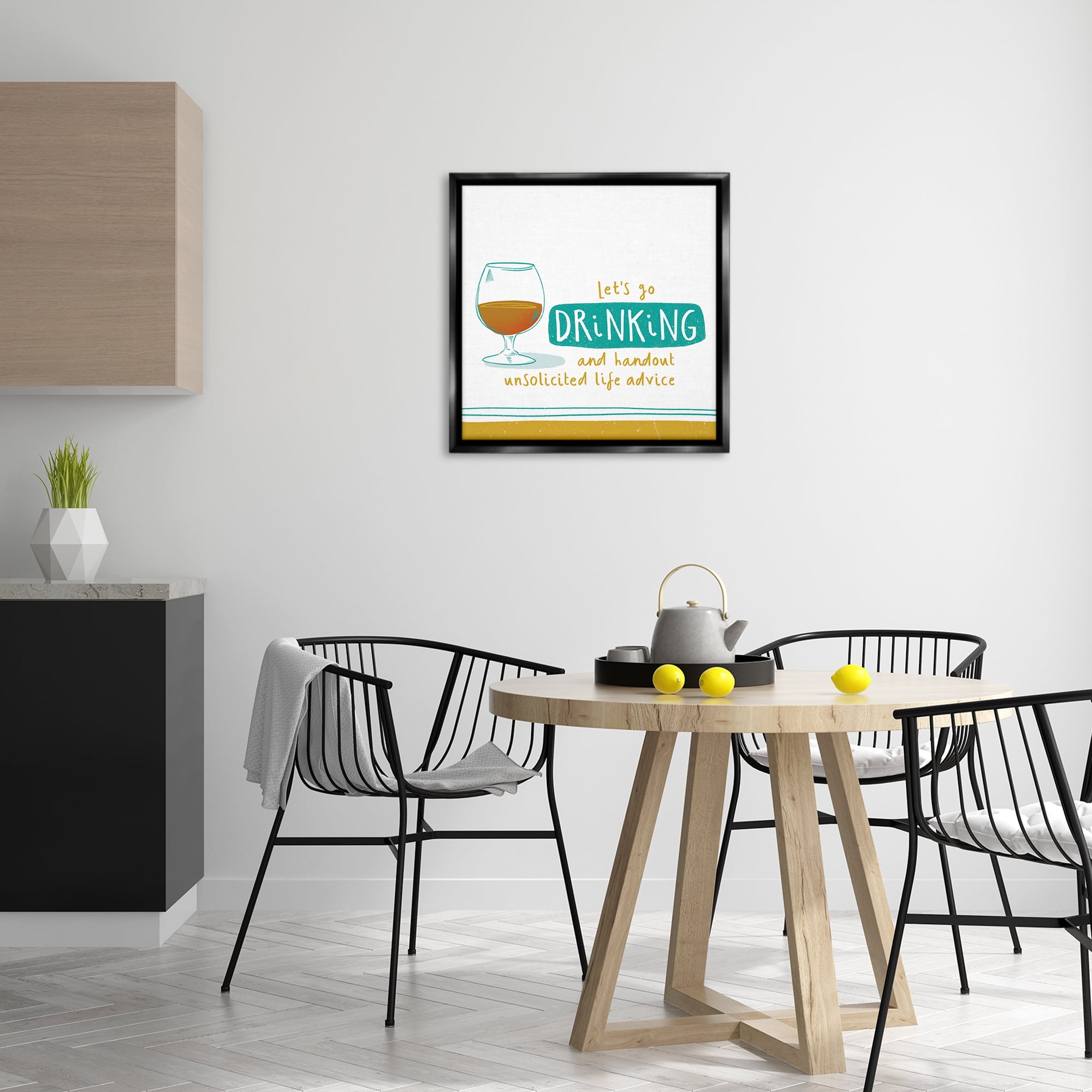 Stupell Industries Unsolicited Life Advice Food & Beverage Painting Black Floater Framed Canvas Art Print Wall Art, 25 x 25