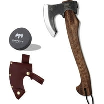 DWFKHT 15.7" Camping Hatchet Axe with Sheath, 1065 Steel Bushcraft Tool for Wood Chopping & Outdoors