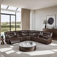 thumbnail image 6 of Dina Power Sectional Recliner L Shape Sofa- Dark Brown Faux Leather, 6 of 6