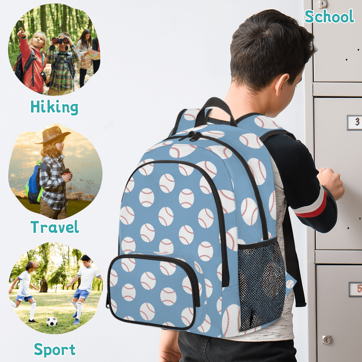 Herdesigns Baseball Blue Travel Laptop Backpack, Waterproof Computer Bag for Women Men Adult, 18.3 Inch Large Work Nurse Teacher Bags Casual Daypack