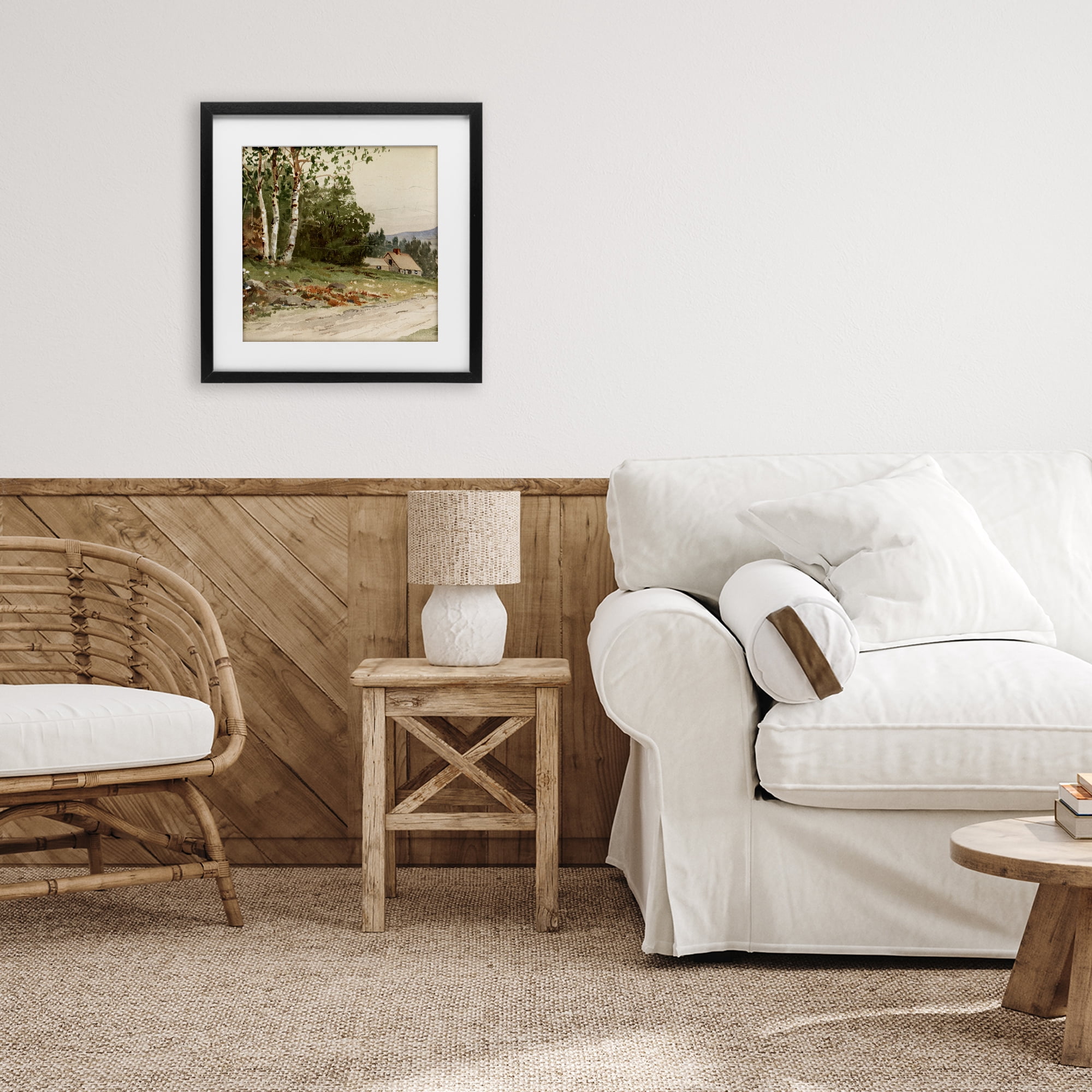 Stupell Industries Farm House Dirt Road Black Framed Print Under Glass, design by Lula Bijoux & co.