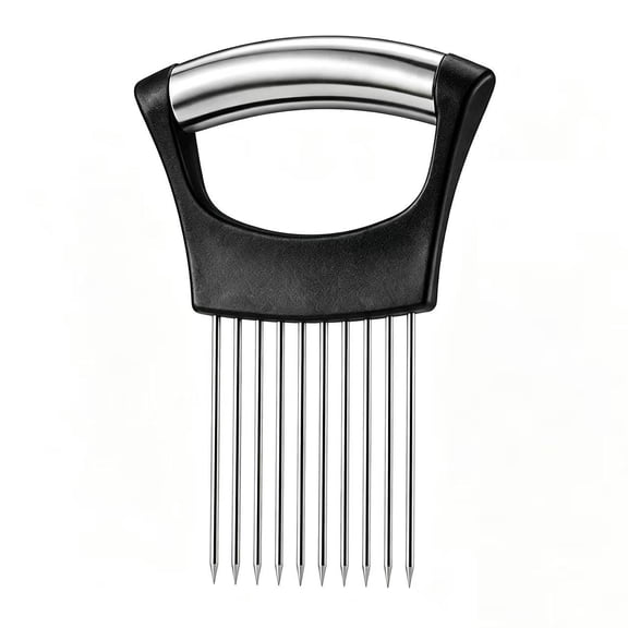 Onion Holder for Slicing, Stainless Steel Onion Slice Holder with 10 Long Needles, Onions Cutter Vegetable Chopper, Onions Chopper Tool, Food Slicing Guide for Neat Slicing,Tomato Potato Cutter