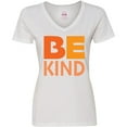 thumbnail image 3 of Inktastic Be Kind Logo in Orange Women's V-Neck T-Shirt, 3 of 5
