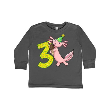 

Inktastic 3rd Birthday Axolotl with Ice Cream Gift Toddler Boy or Toddler Girl Long Sleeve T-Shirt