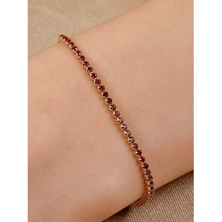 4Ct Round Cut Lab Created Ruby Women's Tennis Bracelet 14K Yellow Gold Plated