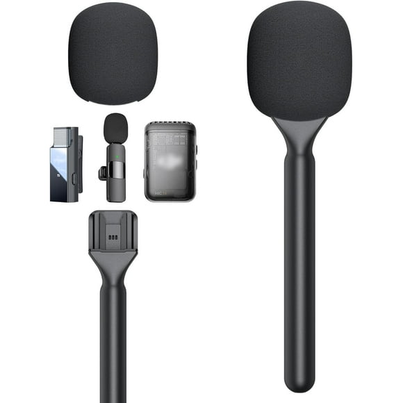 YQHWQ Wireless Interview Microphone Handheld Adaptor Wireless Lavalier Mic Handle Adapter Mount for Rode Wireless GO, DJI Mic, La Lapel Mic Adapter for Vlogging, Interview, Podcast, Rep