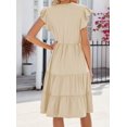 thumbnail image 5 of Womens Summer Casual Sleeveless V Neck 2024 Fashion Ruffle Sleeve Fit Babydoll Flowy Tiered Beach Midi Dress, 5 of 14