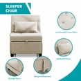thumbnail image 3 of MUZZ 4-in-1 Convertible Sleeper Chair w/ Adjustable Backrest&Storage&Pillow,Pull Out Sofa Bed for Compact Spaces(Beige), 3 of 9