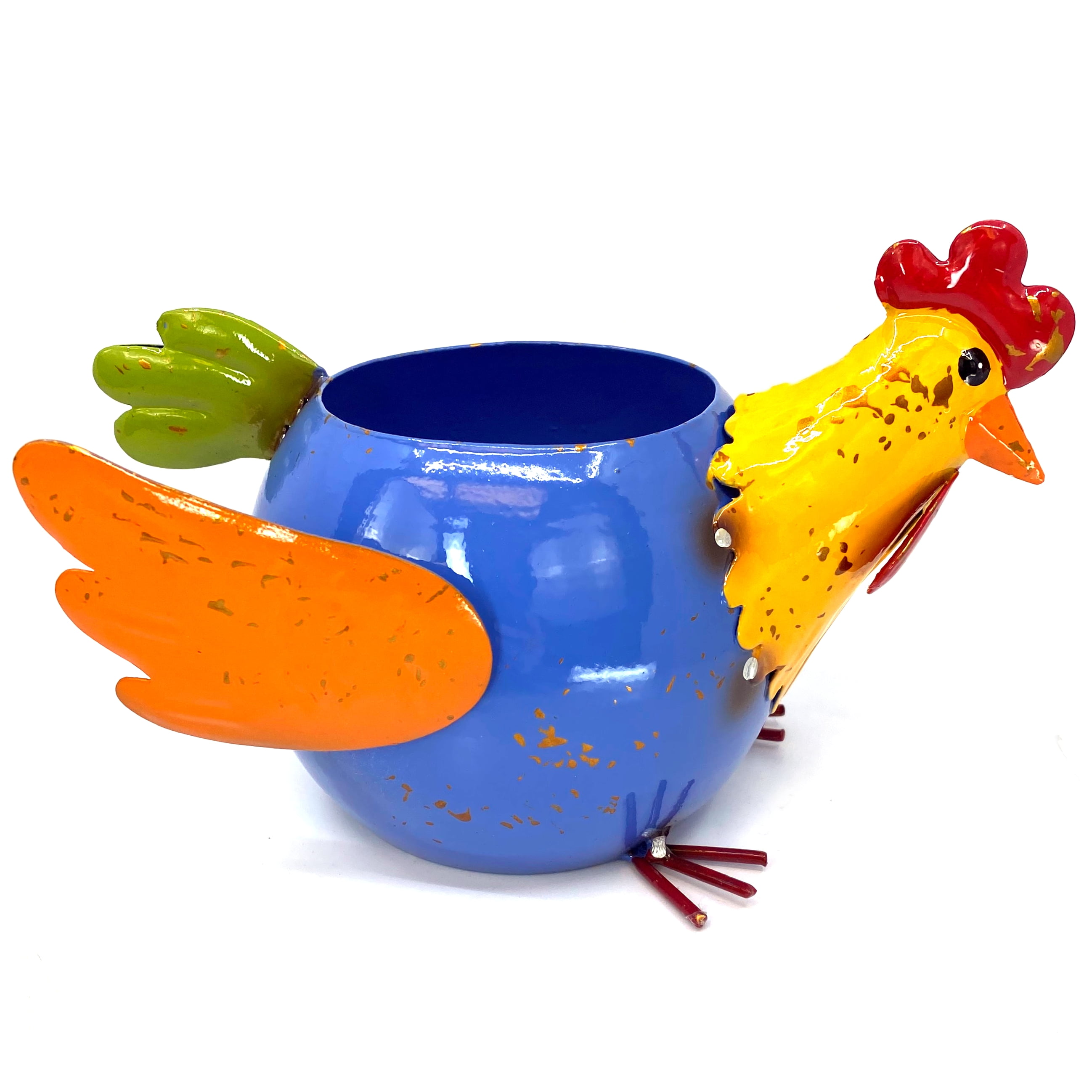 The Joy Tree 8" x 6" x 5" Chicken-Shaped Multi-Color Metallic Flower Pot
