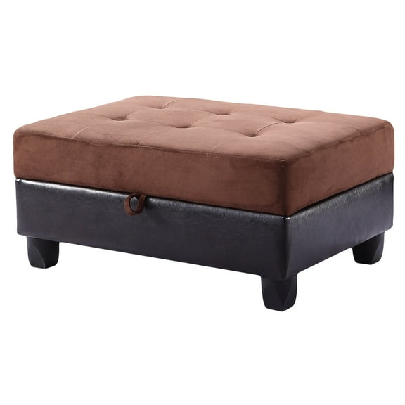 Gallant Chocolate and Black Microfiber Upholstered Storage Ottoman