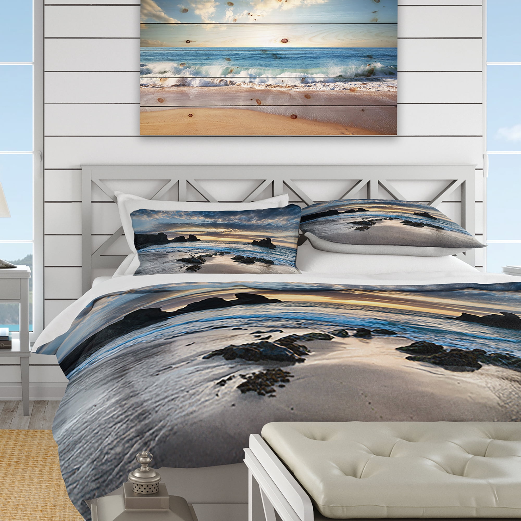 Designart 'Beautiful Porthcothan Bay' Coastal Duvet Cover Set