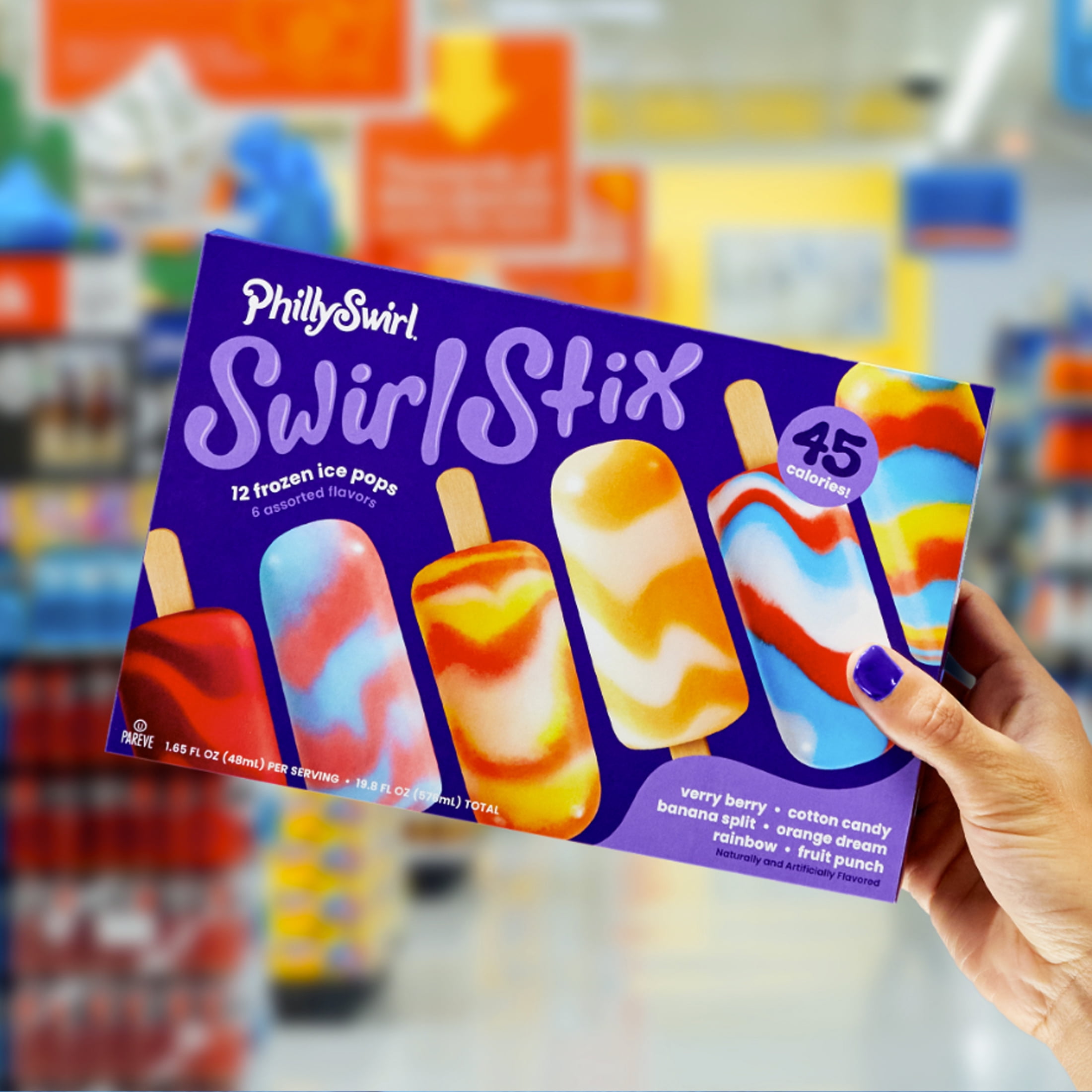 PhillySwirl SwirlStix Assorted Flavors Ice Pops 12 - 1.65 fl oz Packs