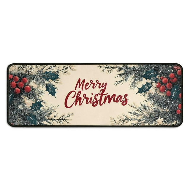 Set Of 2 Christmas Kitchen Rugs Christmas Snowflake Gnomes Short Kitchen Floor Mat Absobent Kitchen Floor Matfor Cook Home Decor (47x17+30x17 Inches)