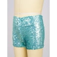thumbnail image 3 of Miaeowve Girls' Boys' Sequins Shorts Ballet Dance Shorts Sparkle Short Pants Tumbling Athletic Sky Blue 110-120/11, 3 of 7