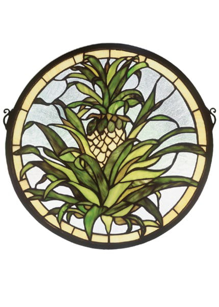 16"W X 16"H Welcome Pineapple Stained Glass Window