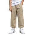 thumbnail image 2 of LvhaoGJOB Kids' Jogger Pants - Soft, Elastic Waist & Pockets - Khaki 14-15 Years, 2 of 5
