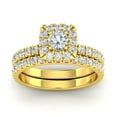 thumbnail image 1 of Certified 1.50ctw Diamond Halo Engagement Ring Bridal Set in 10k Yellow Gold (G-H, I2-I3), 1 of 5