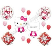 C and S Party Supply Hello Kitty Balloons, Mylar Red Pink, (13 Piece)