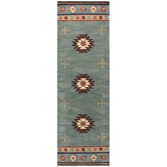 Alora Decor Ryder 2'6" x 8' Tribal Gray Blue/Rust/Burgundy/Tan/Khaki Rug