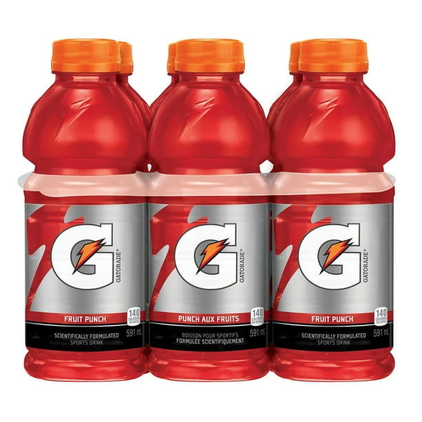 Gatorade Fruit Punch Sports Drink, 591mL Bottles, 6 Pack, 6x591mL