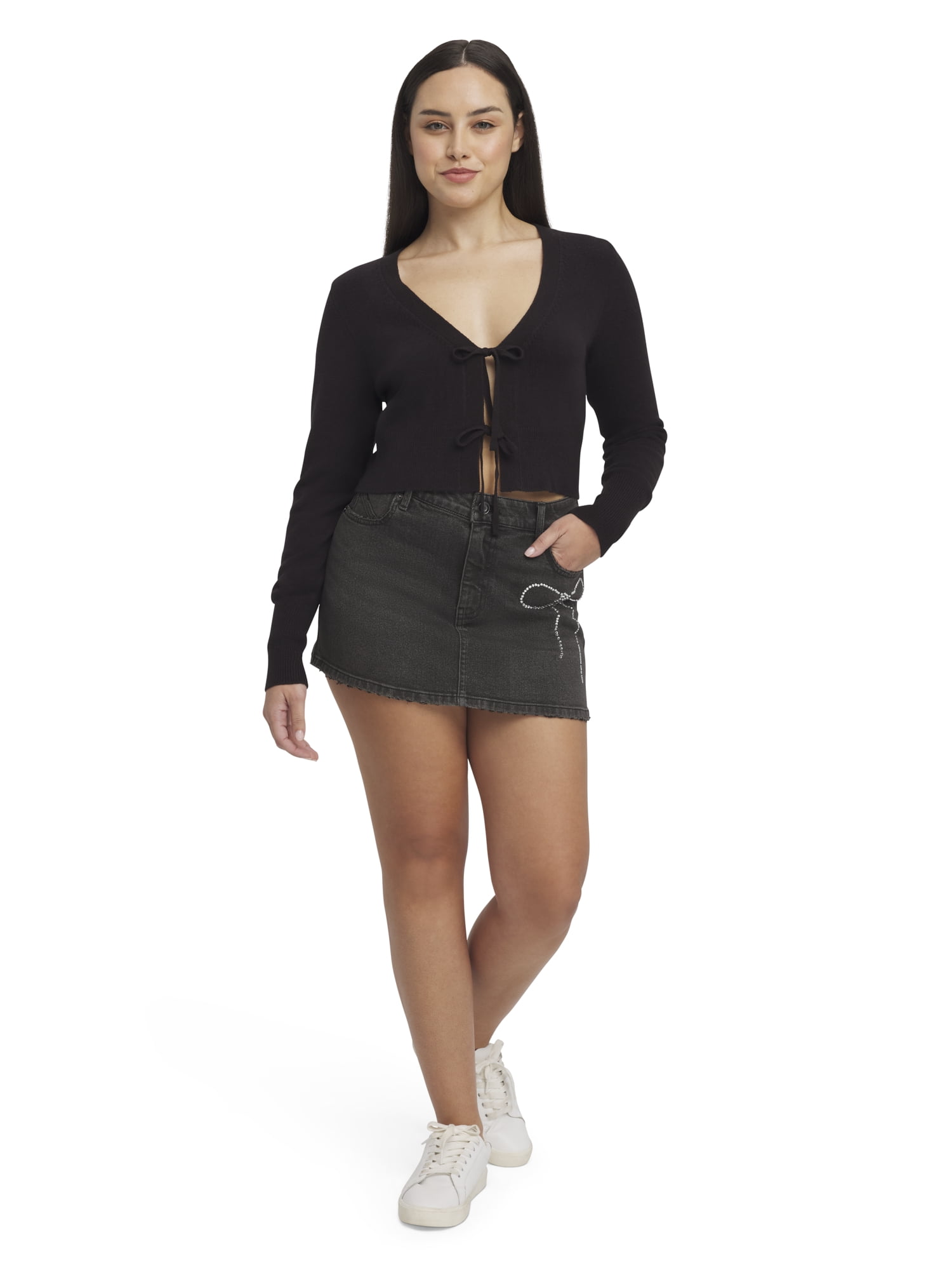 Mills by Millie Bobby Brown Women's Long Sleeve Crop Cardigan, Sizes XXS-XXL