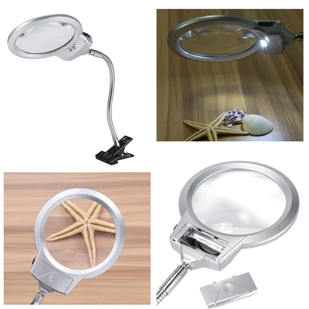 HERCHR Desk Magnifier, Large Lens Table Top Desk Lamp Lighted Magnifier Magnifying Glass With LED Light Clamp,Table Top Magnifier