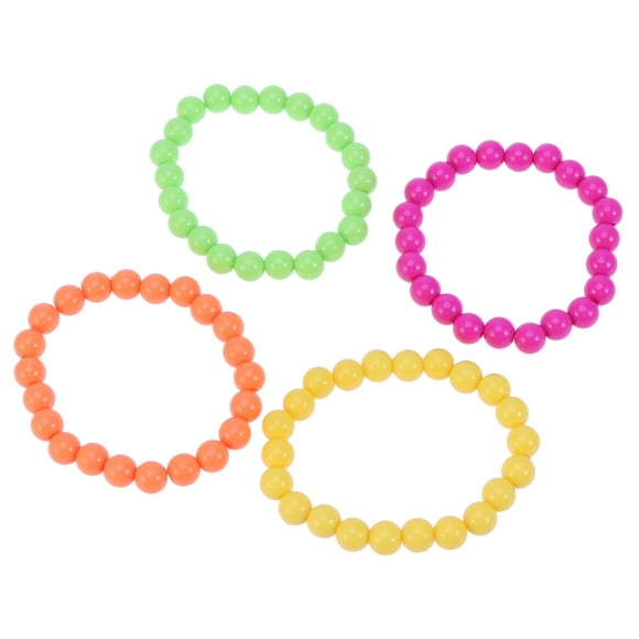 4 Pcs Bracelet Perles Néon Bracelet Chaîne Perles en Plastique Accessoires de Fête