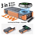 thumbnail image 3 of SOLPOWBEN 38800mAh Solar Power Bank, 22.5W Fast Charging Portable Charger with 27.6-Inch Retractable Cable, 3-in-1 Magnetic Wireless Charging for iPhone 12+, Watch & Earbuds, 3 of 13