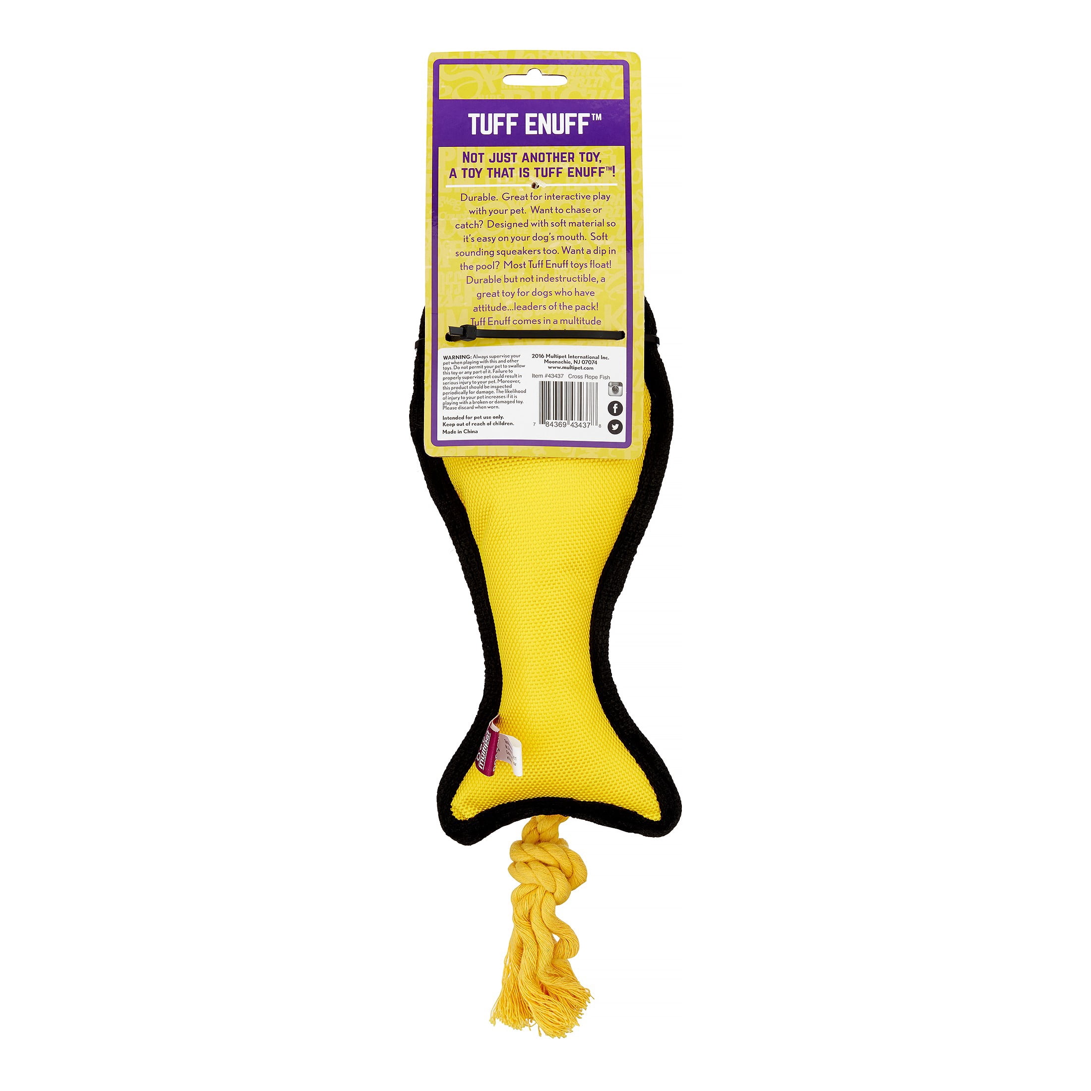 MultiPet Cross Ropes Fish Dog Toy, 11.5", Assorted Colors