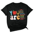 thumbnail image 4 of Trendfront Womens Summer Crew Neck Short Sleeve Tops School Theme Graphic Pattern Print Tees Casual Everyday Apparel T-Shirts, 4 of 4