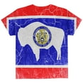 thumbnail image 2 of Wyoming Vintage Distressed State Flag All Over Youth T Shirt Multi YMD, 2 of 2