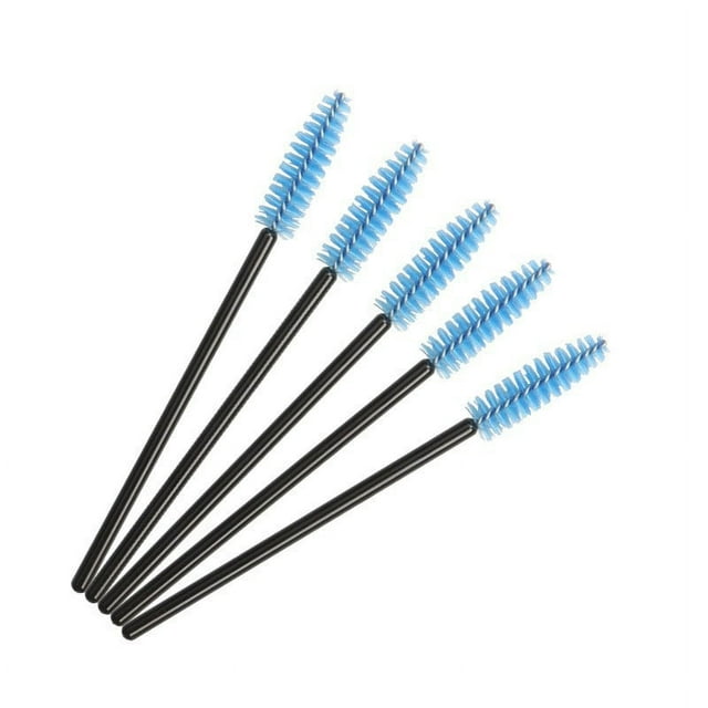 Nvzi 200 piezas de cepillos desechables para rímel de pestañas, extensiones de pestañas, cejas y maquillaje (varilla negra y cabeza azul)