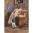 thumbnail image 2 of Franz Skarbina 14x18 Gold Ornate Wood Frame and Double Matted Museum Art Print Titled - The Enjoyable Reading (1879.), 2 of 4