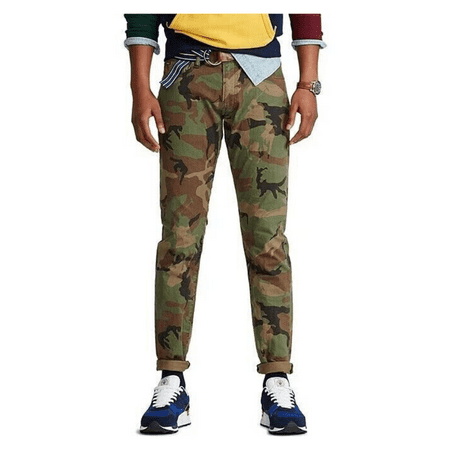 Polo Ralph Lauren Varick Slim Straight Jeans Logo Camo Denim, 32X30