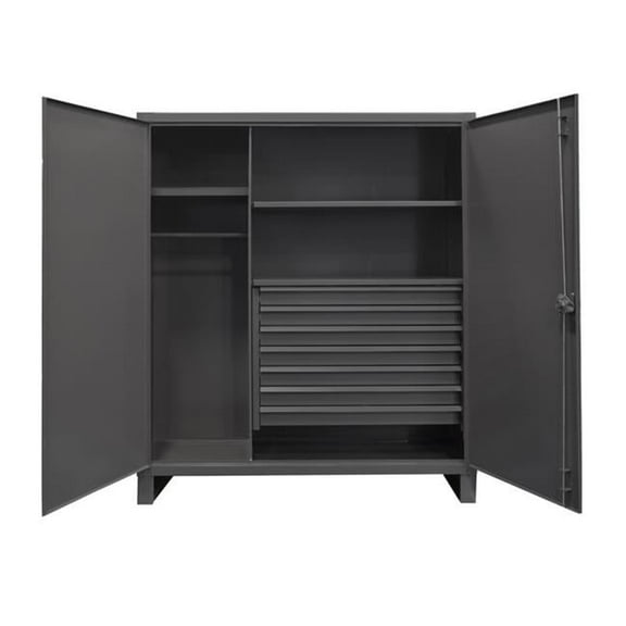 Extra Heavy Duty Welded 12 Gauge Steel Wardrobe Cabinets with 7 Drawers & 2 Shelves, Gray - 78 x 60 x 24 in.