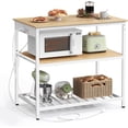 thumbnail image 5 of VASAGLE Kitchen Island with 3 Shelves, Kitchen Shelf with Power Strip, 23.6 x 39.4. x 34.9 Inches, Large Worktop, Steel Structure, Industrial, Easy to Assemble, Oak Color and White, 5 of 6