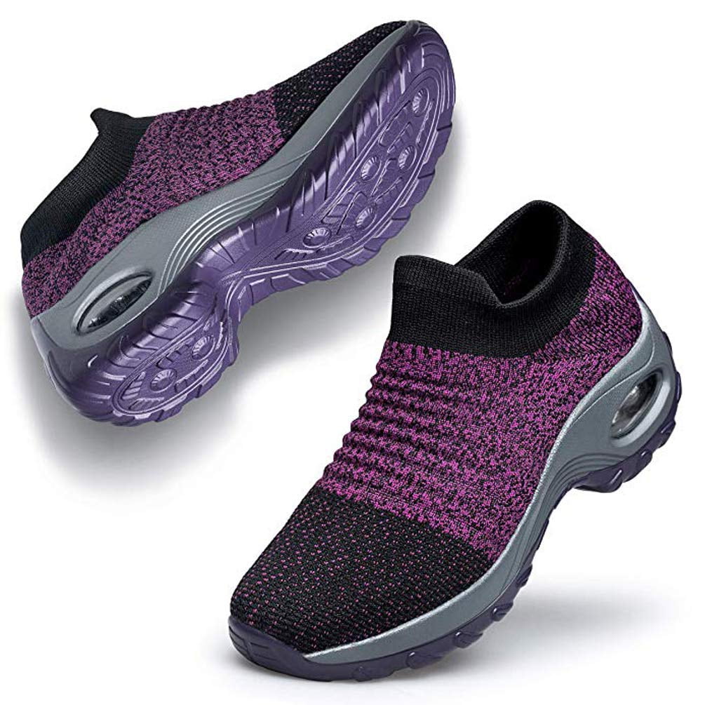 Women's Walking Shoes Sock Sneakers Slip on Mesh Platform Air Cushion