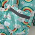 thumbnail image 4 of Children‘s Boys Girls Dinosaur Rainbow Printed Button Rain Jacket Hooded Windproof Raincoat, 4 of 7