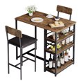 thumbnail image 1 of Ourlova Kitchen Table Set Dining Table and Chairs for 2 with Storage Shelf Dining Room Table Set with 2 Upholstered Chairs Bar Dining Table Set for Small Spaces Apartment Rustic Brown, 1 of 7