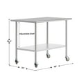 thumbnail image 4 of Flash Furniture 30x48 Portable Prep and Work Table with NSF Certified 18 Gauge Stainless Steel Top Shelf, Galvanized Steel Undershelf, 4 Casters with 2 Locking, 4 of 8