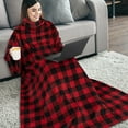 thumbnail image 2 of PAVILIA Premium Fleece Blanket with Sleeves for Women Men Adult, Wearable Blanket Warm Cozy, Super Soft Sleeved Throw with Arm, Gift for Women Mom Wife (Checkered Red, Kangaroo Pocket), 2 of 7