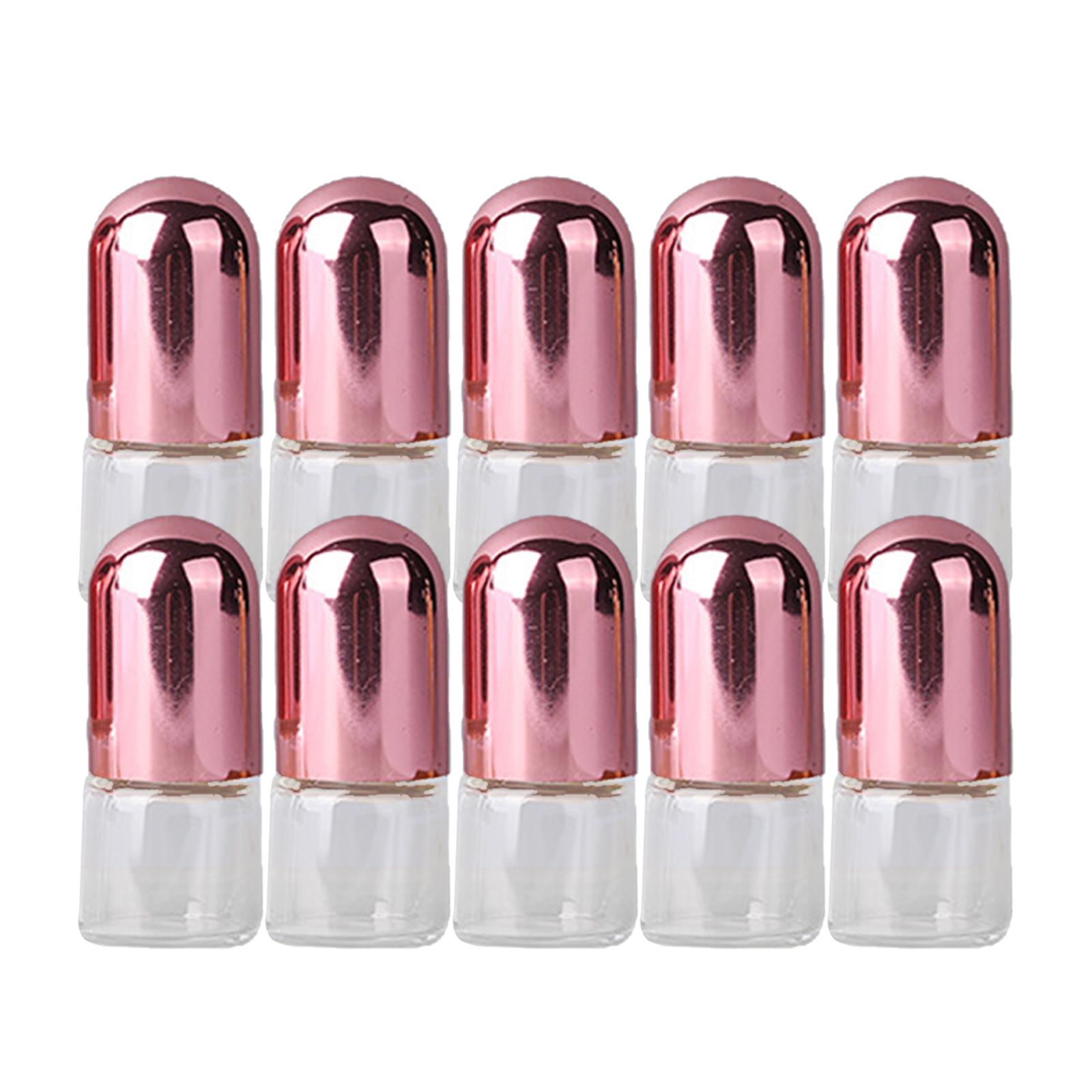 10 Glass Roll Perfume Bottles Empty Roll On Bottles with Pink Lids