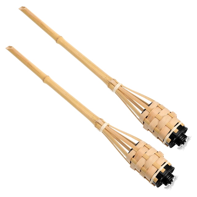 OUNONA 2Pcs Flickering Light Bamboo Torch Light Cylindrical Outdoor Places Celebration Prop