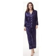 thumbnail image 3 of Gibobby pijama de manga larga con botones Pijamas para mujer, conjunto de pijamas para mujer, pijamas de talla grande para mujer, pijamas informales, tirantes de encaje para mujer (Azul marino, S), 3 of 4