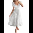 thumbnail image 2 of Vestido Midi Informal de Verano para Mujer, con Mangas , Escote en V, Fruncido y Volantes Escalonados. XL, 2 of 8
