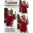thumbnail image 3 of ZXSXSY Women Swiss Dot Elastic Square Neck Puff Short Sleeve Smocked Top, 3 of 7