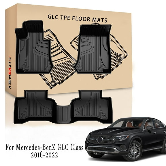 IKABEVEM Car Floor Mats For Mercedes-Benz GLC Class 2016-2022 All Weather TPE Rubber Floor Liners Protection
