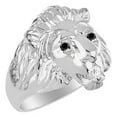 thumbnail image 3 of RYLOS Men's Lion Head Ring with Gemstone Eyes & Diamond Mouth – Fun Designer Rings in Sterling Silver Onyx  Jewelry Size 13, 3 of 7