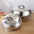 thumbnail image 3 of Tapa de olla Warkul redonda de 30 cm para derretir queso, de acero inoxidable, resistente, para plancha plana, ideal para cocinar en la cocina, barbacoa, camping y restaurante., 3 of 8