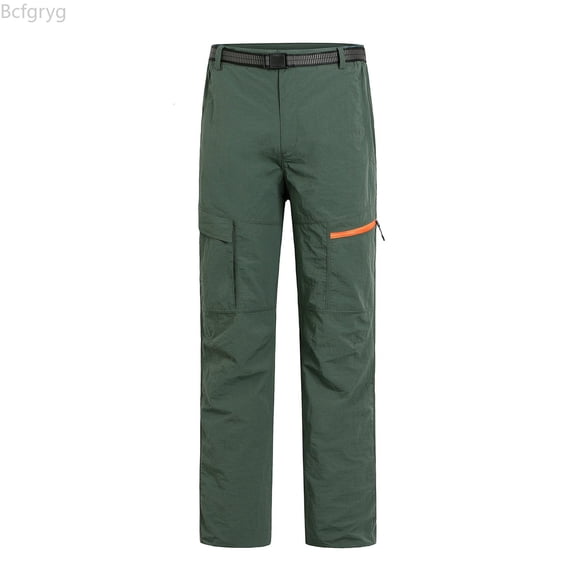 Bcfgryg Men's Hiking Pants Tall Inseam 30"/32"/34"/36" Lightweight Work Cargo Pants Water 5 Zipper Pockets Men’s Jogger Pants Green L
